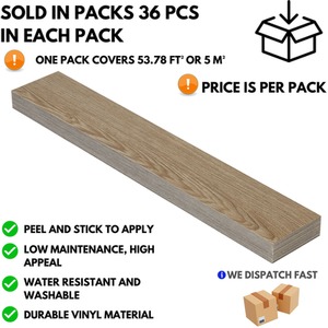 Beige Grey Self-Adhesive Floor Planks Pack of 36 Vinyl Flooring  shot 5718025