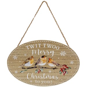 Twit Twoo Wood Effect Robin Sign