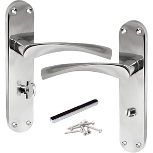 Monja Astrid Door Handles Arched Lever Polished Chrome Bathroom Lock