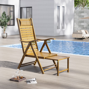 Bamboo Foldable Recliner with Retractable Footrest