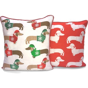 Multi Xmas Sausage Dog Cushion Cover Multi (43x43)