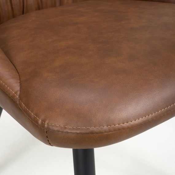 Pair of Corinth Leather Effect Tan Dining Chairs