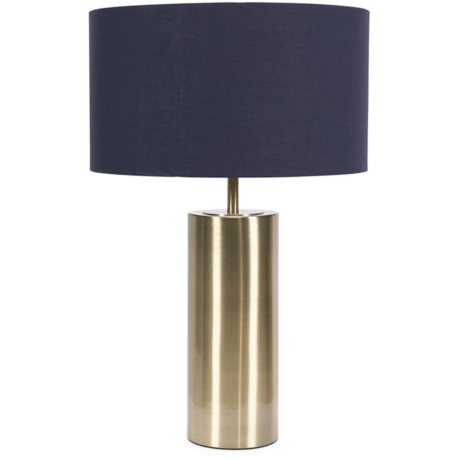 Lexy Fabric Drum Shade with Antique Brass Dimmable Touch Table Lamp - Navy
