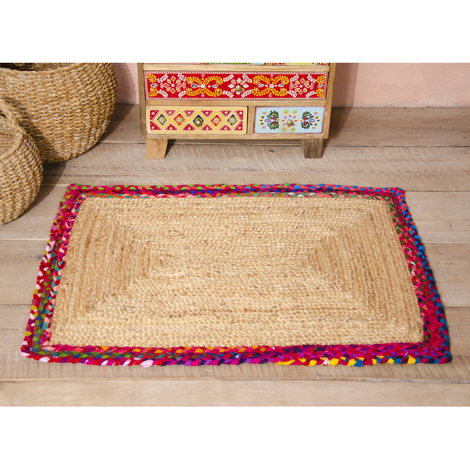 Braided Eshan Hemp Rug Chindi Border