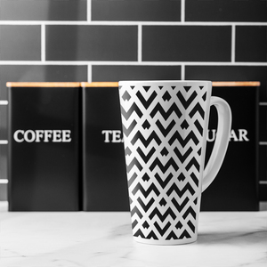 Black  White Geometric Latte Mug