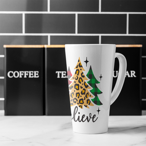 Christmas Trees With Leopard Print Dining Latte Mug