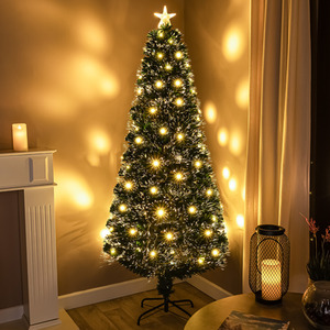 Fibre Optic Green Christmas Tree with Warm White LED Lights