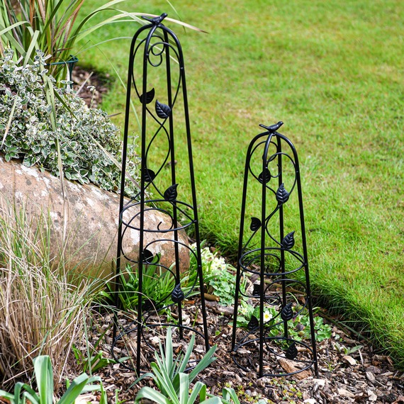 Set of Two Ornamental Obelisk Plant Support Frames