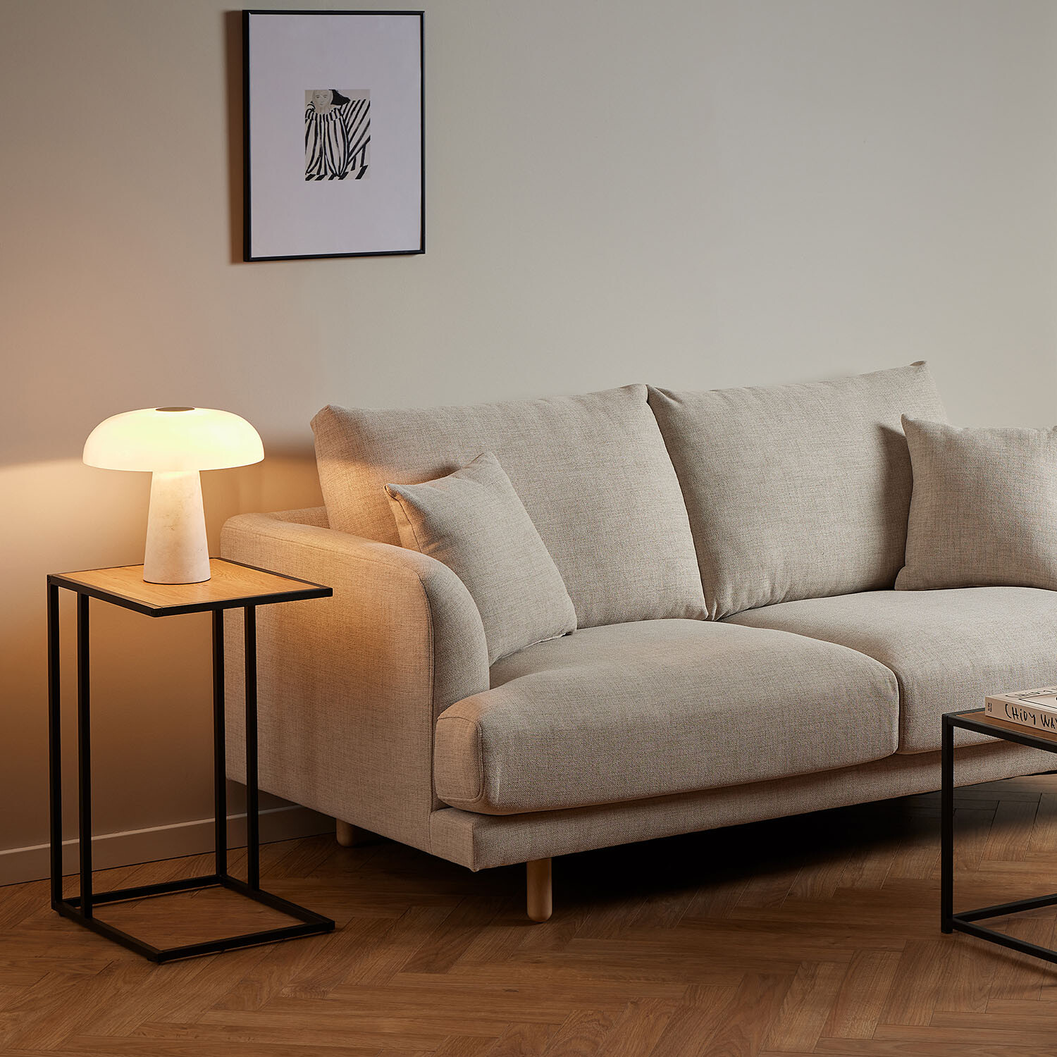Seaford Metal Side Table - Oak