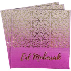 Eid Mubarak Napkins Purple Gold