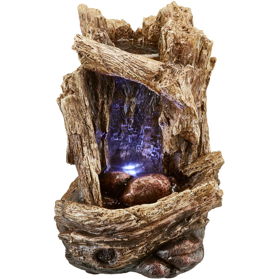 Table-top Tree Trunk Waterfall Water Feature with LED Lighting