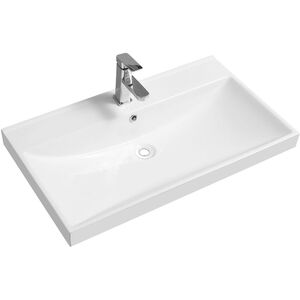 Ceramic 80.5cm Thick-Edge Inset Basin with Scooped Full Bowl