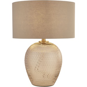 Textured Blush Table Lamp With Brass Detail