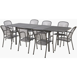 Carlo 8 Seater Outdoor Dining Set Mesh Metal Table and Chairs