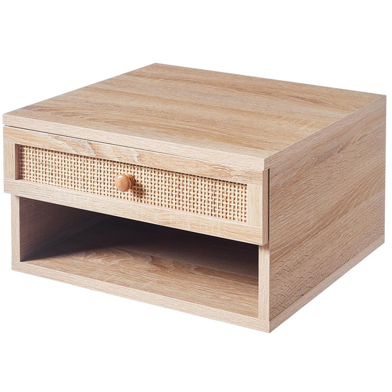 Floating Bedside Table With Sleek Wall-mounted Design - Brown