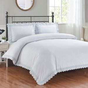 Elise Polycotton Fabric Duvet Cover Set Bedding with Pillowcase (White)