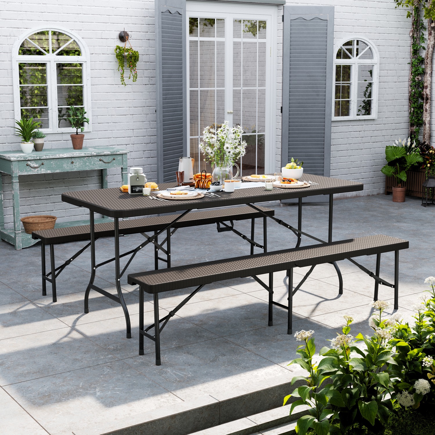 Image of Outdoor Foldable Camping Table Bench Set&hellip;