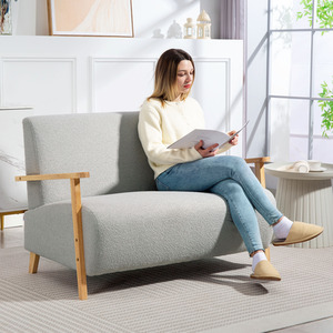 HOMCOM 2 Seater Sofa Fabric Modern Loveseat for Living Room