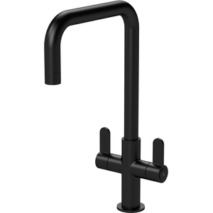 Kitchen Mono Mixer Tap with 2 Lever Handles Matt Black 361mm