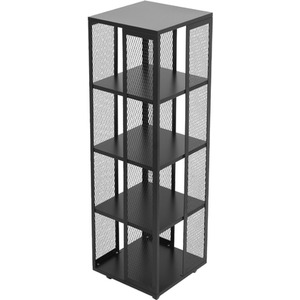 4-Tier Black Steel Bookcase Files Storage Rack