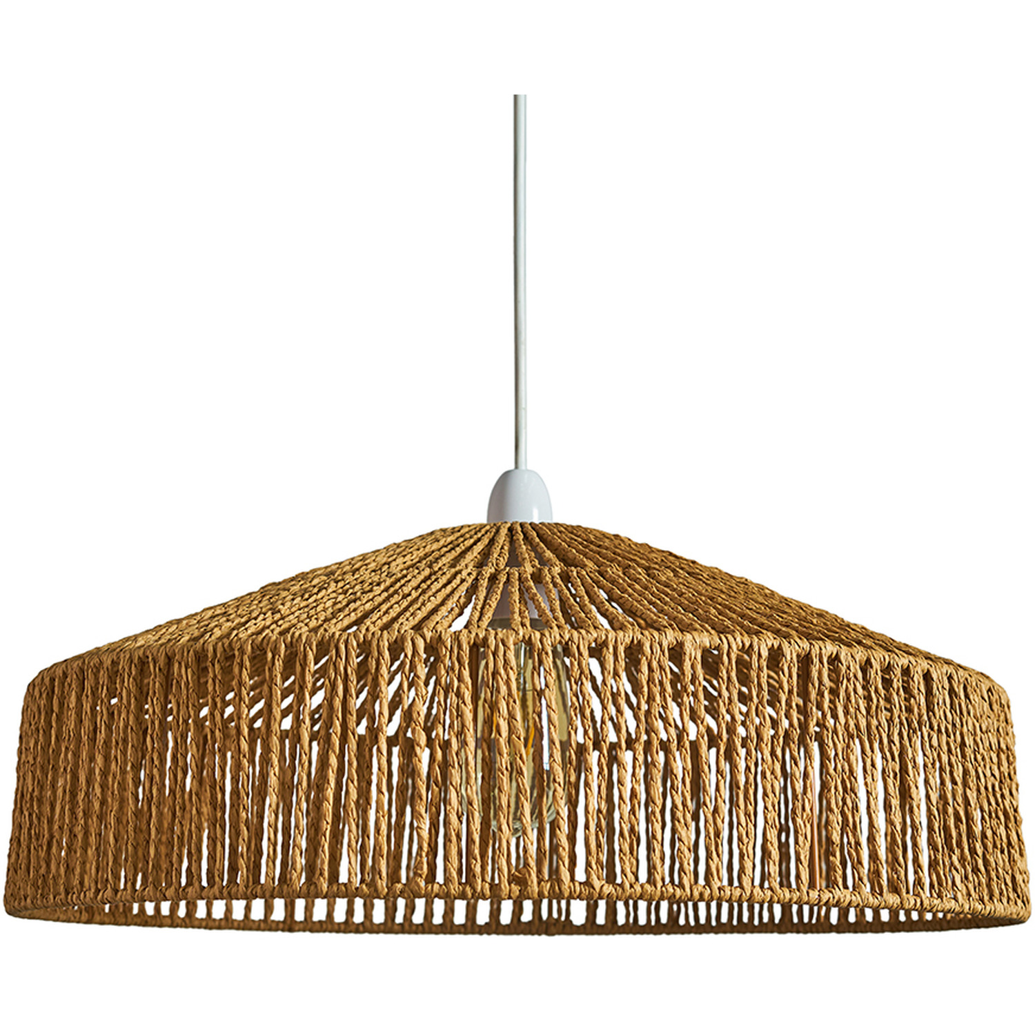 Elcano Woven Rope Ceiling Light Shade and LED Bulb - Brown