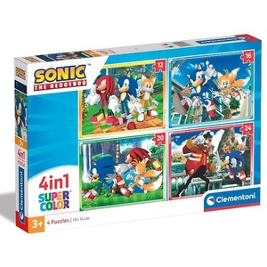 Sonic 4 Puzzles in 1 Box 12 16 20 24 Piece Jigsaw Puzzles