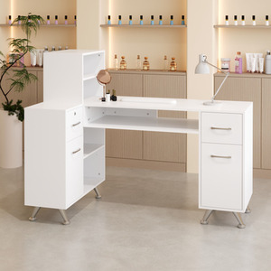 Professional L-Shaped Manicure Table with Wrist Cushion