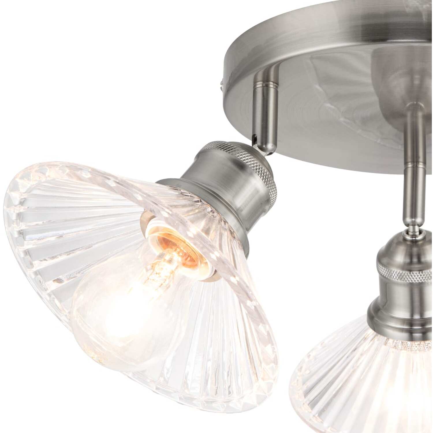 Cosylyte Milan Bathroom 3 Light Glass Round Plate Spotlight - Nickel