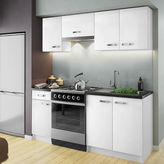 5-Piece Kitchen Cabinet Set, White Gloss, Easy Assembly