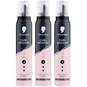 Pack of 3 Schwarzkopf Strong Hold Foam Curly Hair Styling Mousse