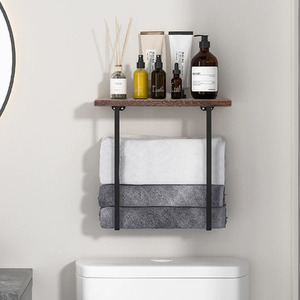 Livingandhome Towel Rack with Wooden Shelf
