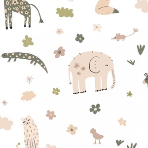 Animal Kingdom Wallpaper in Pale Pastels