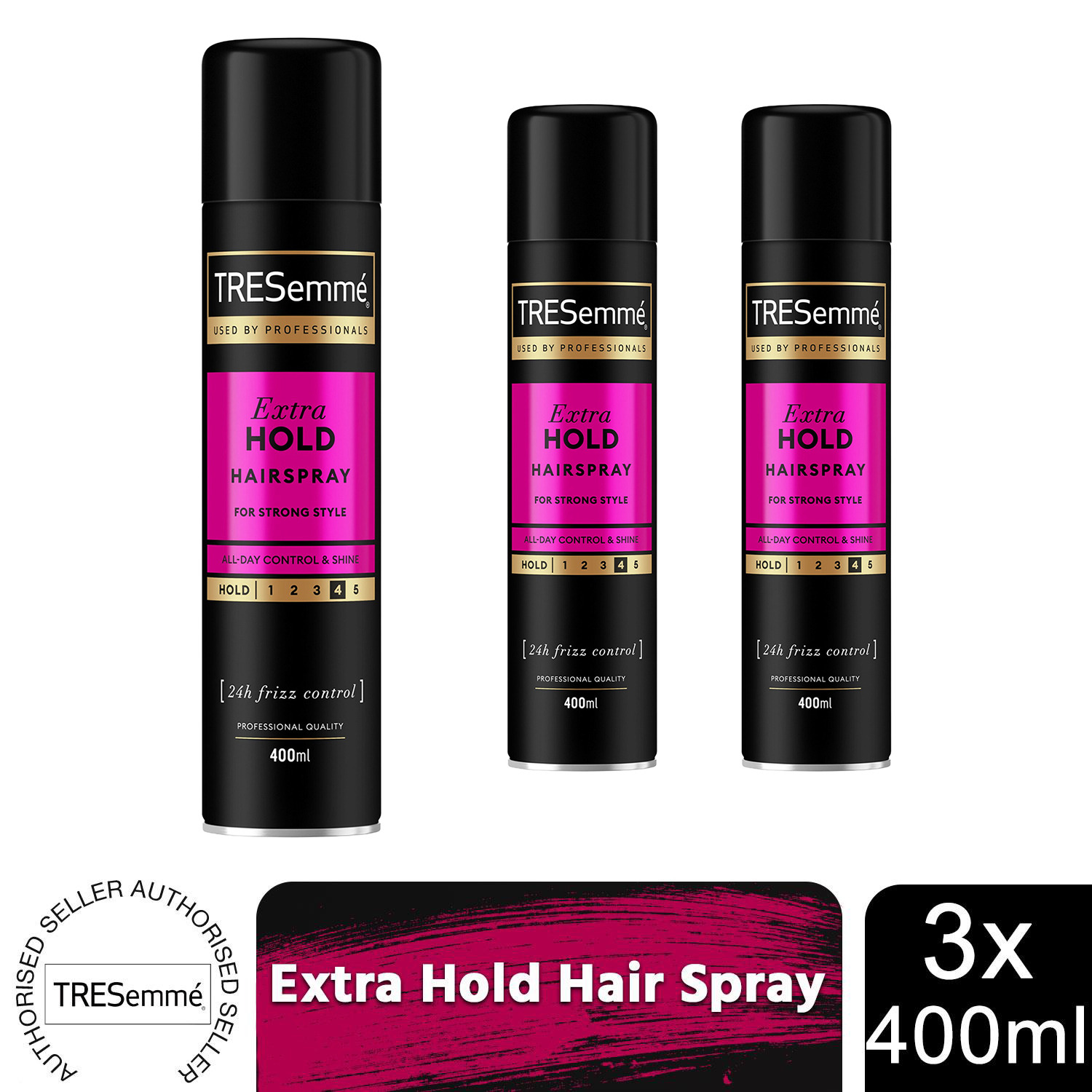 TRESemme 24-Hour Frizz Control Hair Spray, Extra Hold, 400ml - Buy 3 / 3