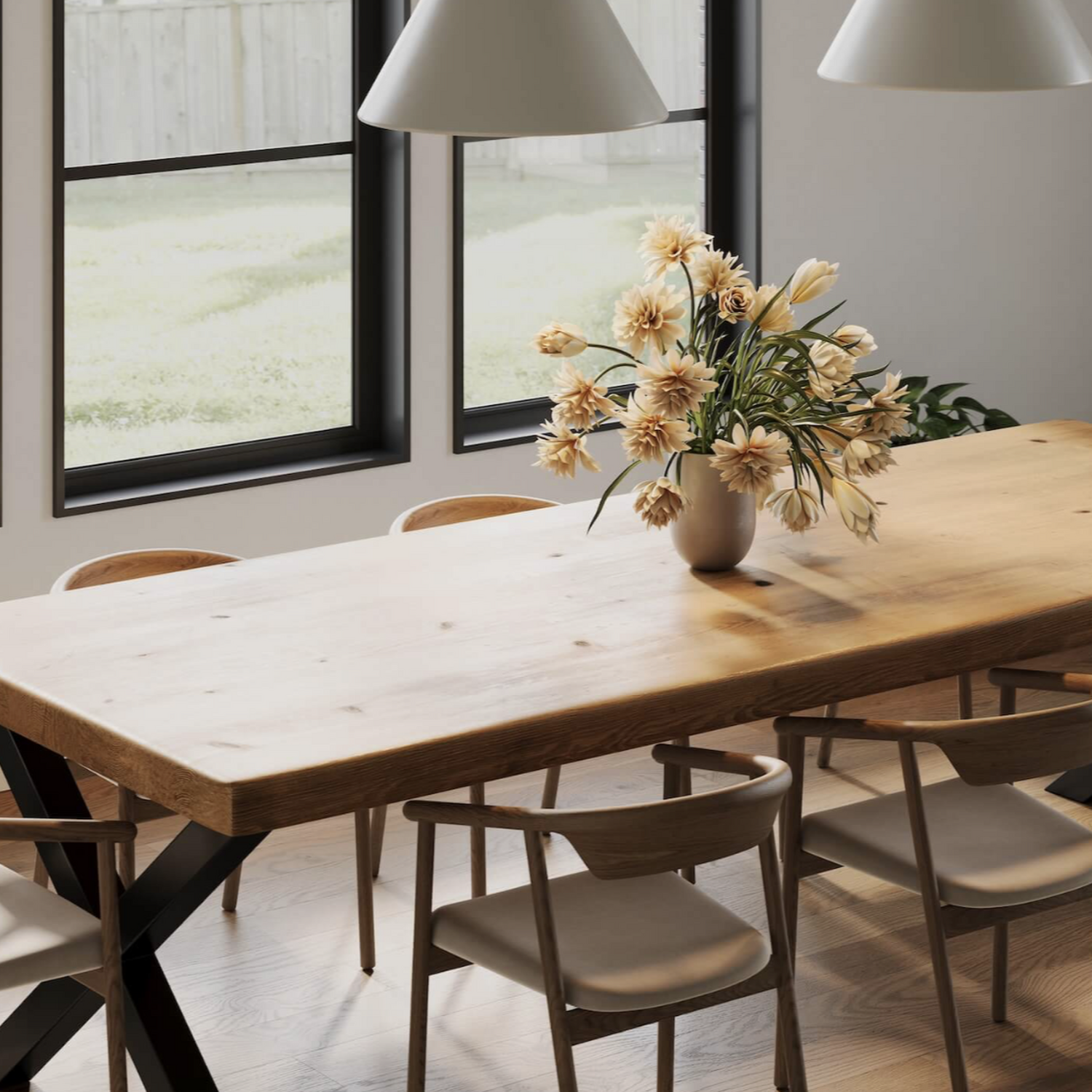 Chunky Rustic Dining Table - Chunky X Legs - Rustic 100cm 160cm