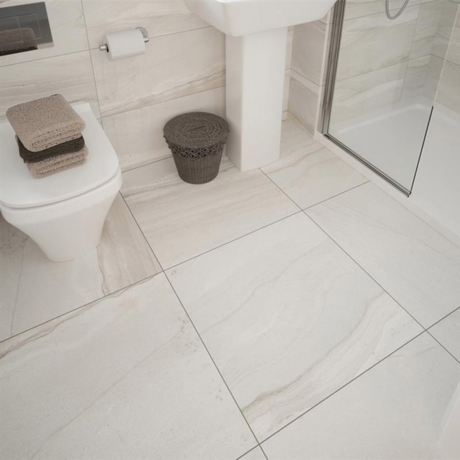 Pack of 4 Johnson Tiles Haven Natural Stone Effect Floor Tiles - Sand
