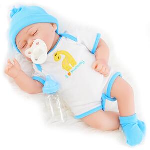 Reborn Baby Boy Realistic Sleeping with Dummy Bottle