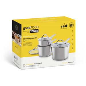 3 Piece Saucepan Set Stainless Steel
