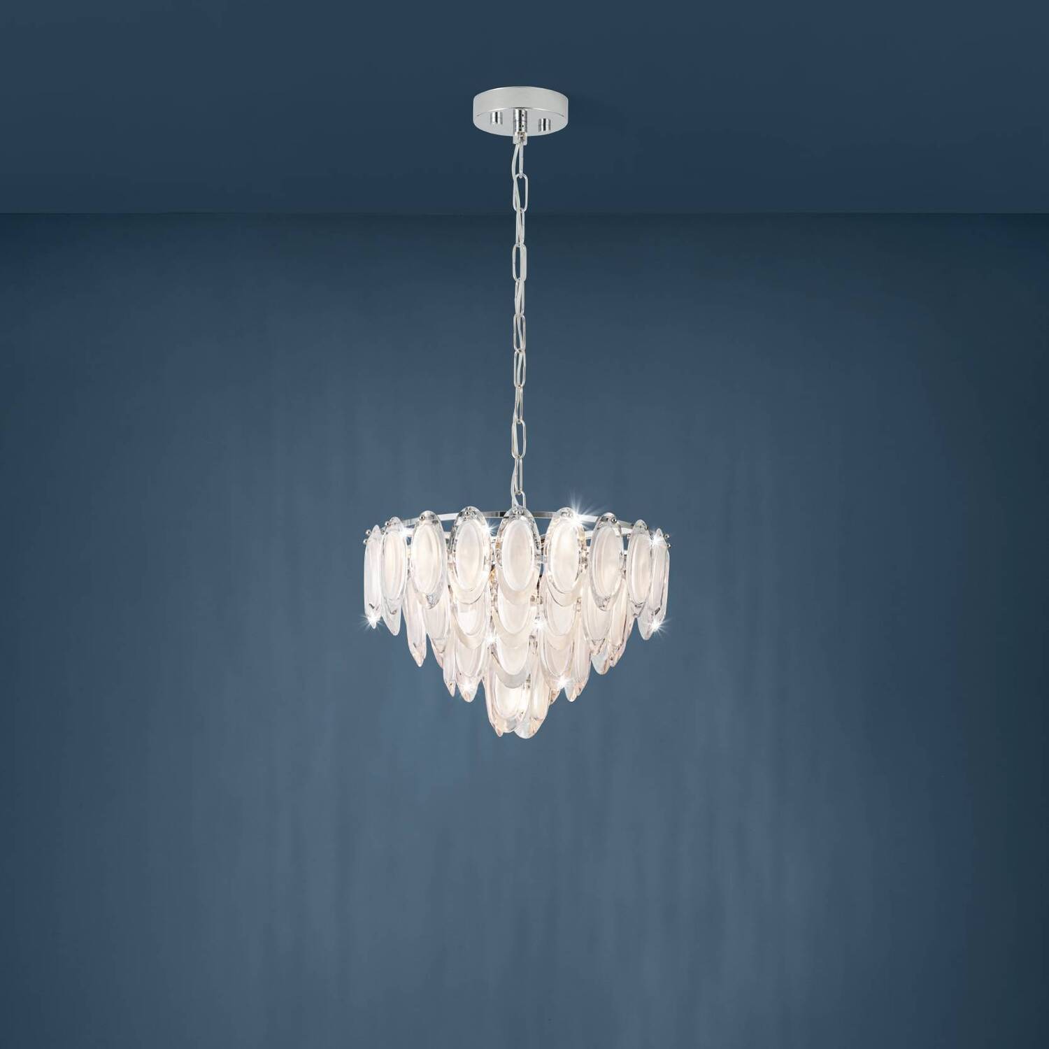 Eglo Carvario Satin Glass Pendant Chandelier Light - Chrome