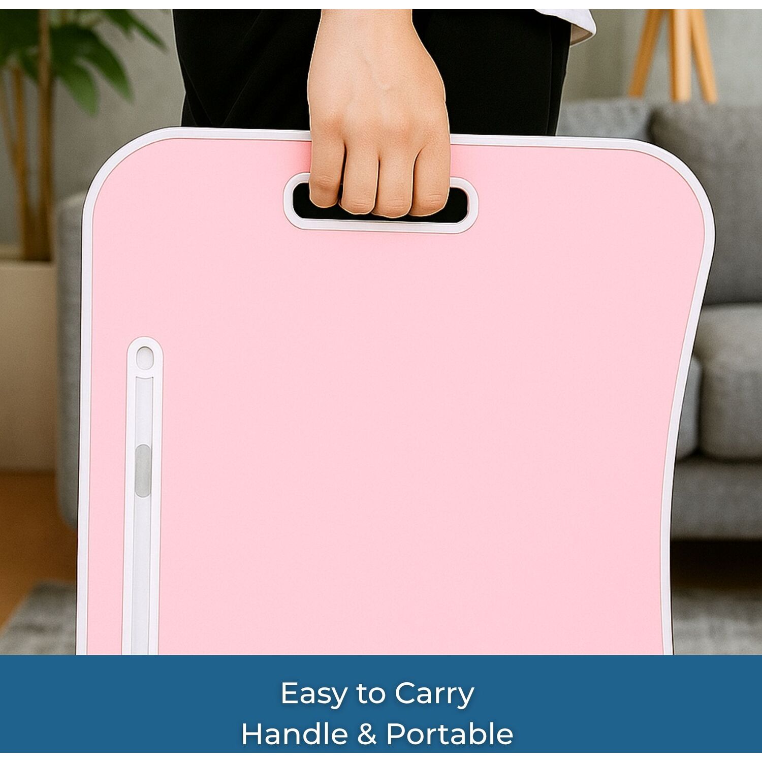 Portable Foldable Laptop Table With Tablet And Mug Holder - Pink