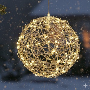 Silver Wire Christmas Ball Light Micro LED Warm White Battery 15cm