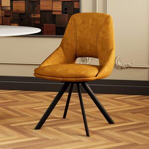Mustard Velvet Swivel Dining Chair (Set of 2)