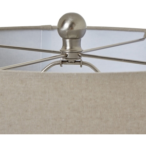 Elegant Beaded Ceramic Lamp With Linen Shade