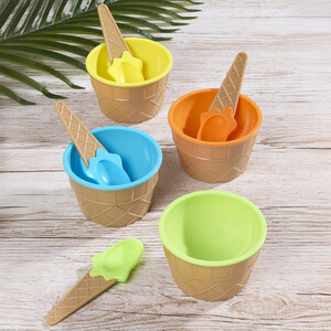 Pack of 4 Summer Living Ice Cream Bowls with Spoons