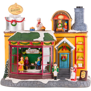 Christmas Village Bakery Scene Decoration Carousel and Diffuser