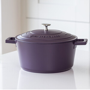 MasterClass 4L Cast Aluminium Casserole Dish with Lid, Non-Stick, Purple, 24cm