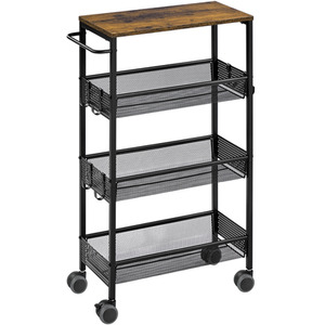 Yaheetech 4-Tier Storage Trolley Rolling Cart for Kitchen Living Room