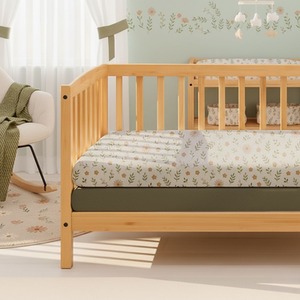 Baby Cot Fitted Sheet Plants Green - Pack of 2
