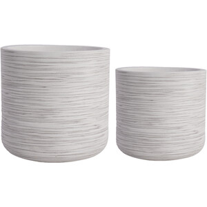 Set of 2 Rattan Finish Clay Pots