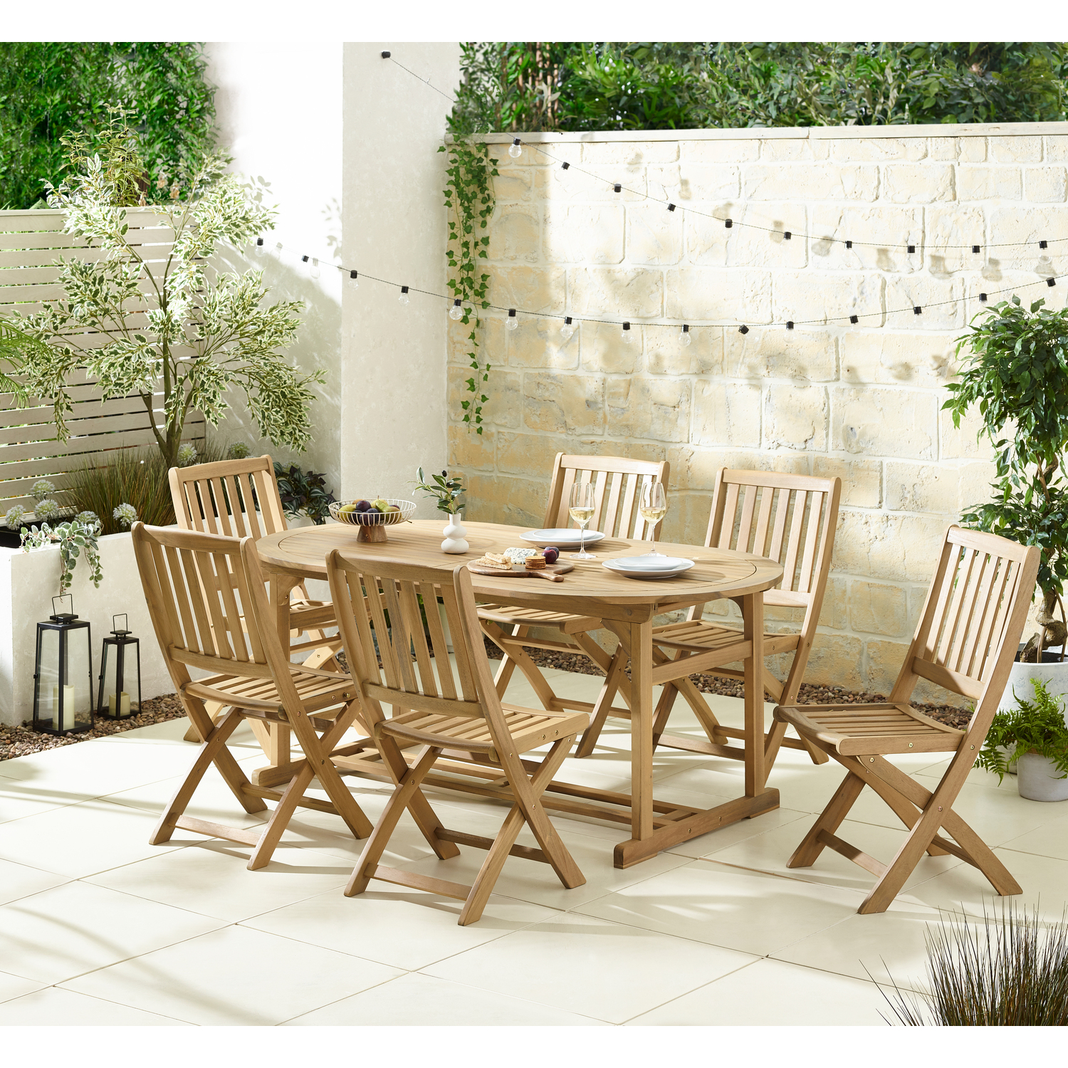 Hamburg 6 Seat Extending Table Garden Dining Set - Natural