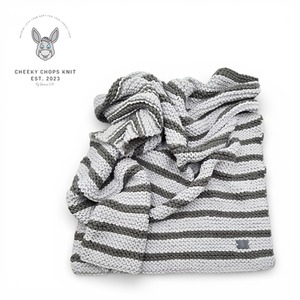 Large Dark Grey Light Grey Thin Striped Blanket